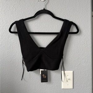 Sincerely Jules Black Ribbed Crop Top